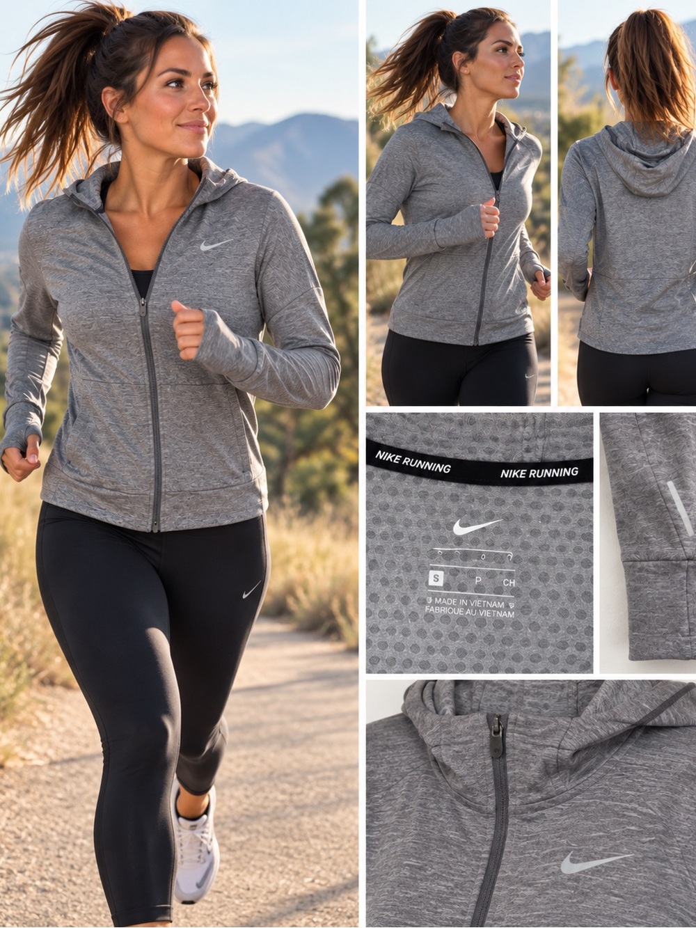 Nike Women’s Grey Full-Zip Running Hoodie